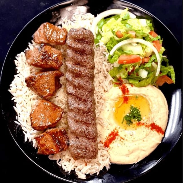 Lamb Kabob and Beef Kofta Combo.